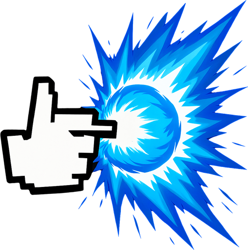 Cursor hadouken overpowed.
In-Game asset.  2d.  High contrast.  No shadows