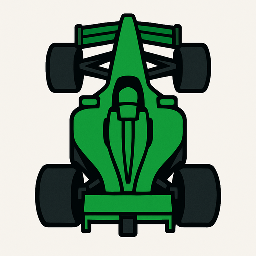 Green F1 from a bird's eye view..
In-Game asset.  2d.  High contrast.  No shadows