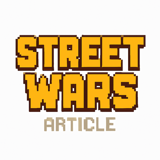 this is the street wars article in the main menu but pixel art style . No background. Transparent background. Blank background. No shadows. 2d. In-Game asset. flat