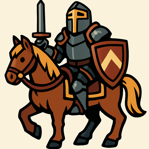 knight with horse.
In-Game asset.  2d.  High contrast.  No shadows
