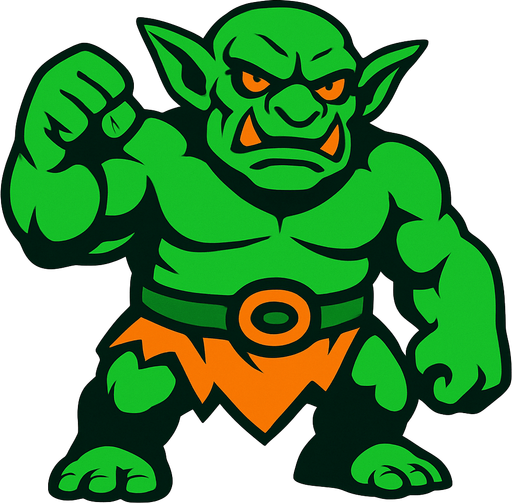 titan goblin.
In-Game asset.  2d.  High contrast.  No shadows