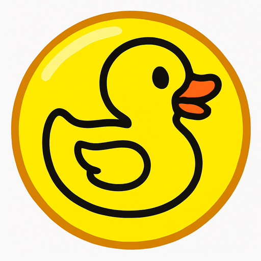 A bright yellow bubble with a playful duck illustration inside, flat 2D design, kids puzzle game style.
In-Game asset.  2d.  High contrast.  No shadows