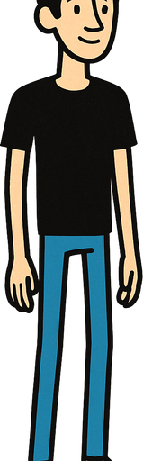 Siyah saçlı,zayıf,uzun boylu bir erkek genç.
In-Game asset.  2d.  High contrast.  No shadows