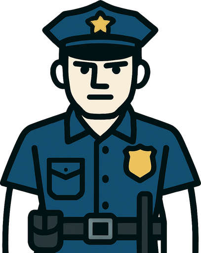 Bir polis.
In-Game asset.  2d.  High contrast.  No shadows