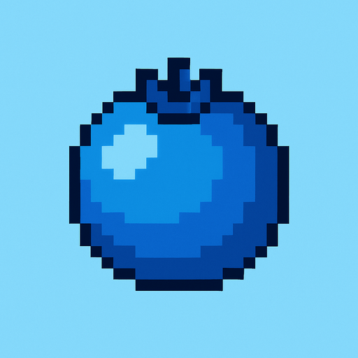 Make me a blue berry 2d pixel.
In-Game asset.  2d.  High contrast.  No shadows