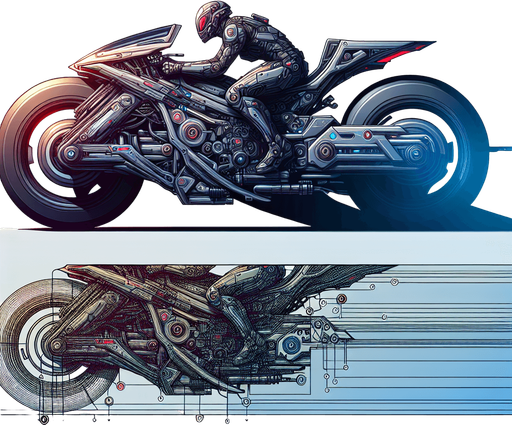 sci fi bike with person riding facing right side
Single Game Texture.  In-Game asset.  High contrast.
Single Game Texture.  In-Game asset.  2d.  Blank background.  High contrast.  No shadows