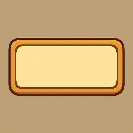 Crea un rectángulo horizontal que servirá como fondo para la visualización de los recursos (Oro, Madera, Cristales) en la interfaz de usuario. Debe estar en un estilo 2D renderizado, limpio y cartoonish, con contornos claros y colores que complementen la paleta del juego sin distraer. La perspectiva es cenital, por lo que se verá como una forma plana con sombreado sutil para darle una ligera sensación de profundidad o relieve..
In-Game asset.  2d.  High contrast.  No shadows