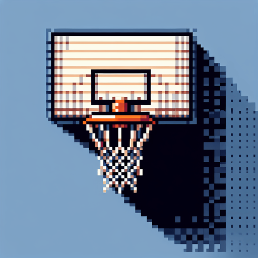 basketball hoop without the backboard, focusing solely on the hoop and net. pixelated. 8 bit..
Single Game Texture. In-Game asset. 2d. Blank background. High contrast. No shadows.