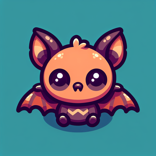 A cartoon style bat.
Single Game Texture. In-Game asset. 2d. Blank background. High contrast. No shadows.
