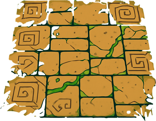 The ground for an ancient jungle temple.
In-Game asset.  2d.  High contrast.  No shadows