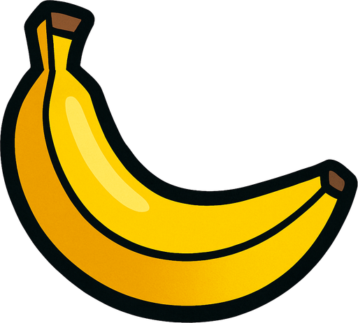 A yellow banana.
In-Game asset.  2d.  High contrast.  No shadows