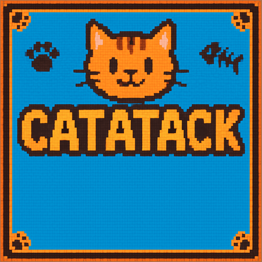 imagina un fondo con el mismo estilo del juego, debe decir arriba, Catatack y tener un estilo gatuno, siempre en pixel art, en el medio de la imagen, pondre texto variable, debes dejar ese espacio libre..
In-Game asset.  2d.  High contrast.  No shadows
