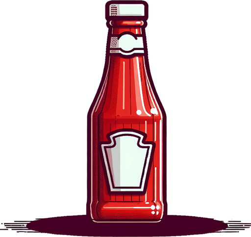 make a ketchup bottle.
Single Game Texture. In-Game asset. 2d. Blank background. High contrast. No shadows.