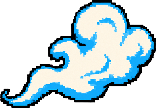 A thin wispy white cloud. 80s arcade machine graphics..
In-Game asset.  2d.  High contrast.  No shadows