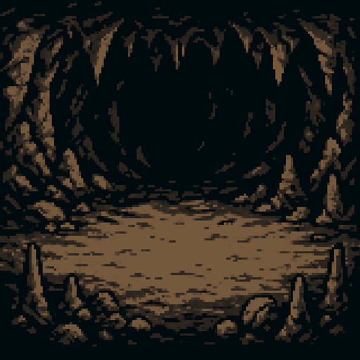 uma caverna escura estilo jogo de rpg, arte pixel, background game arena.
In-Game asset.  2d.  High contrast.  No shadows