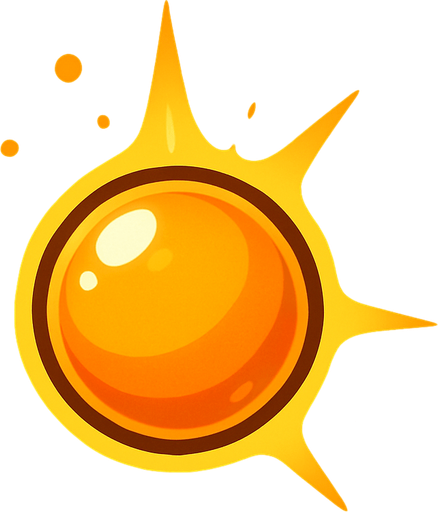 "Küçük boyutlu, parlak turuncu renkte, yuvarlak bir 'Orb' (enerji küresi) asseti oluştur. Bu orb, oyuncu tarafından toplandığında skor artışına neden olmalı ve hafif bir toplama efekti (parlama, yok olma animasyonu) göstermeli..
In-Game asset.  2d.  High contrast.  No shadows