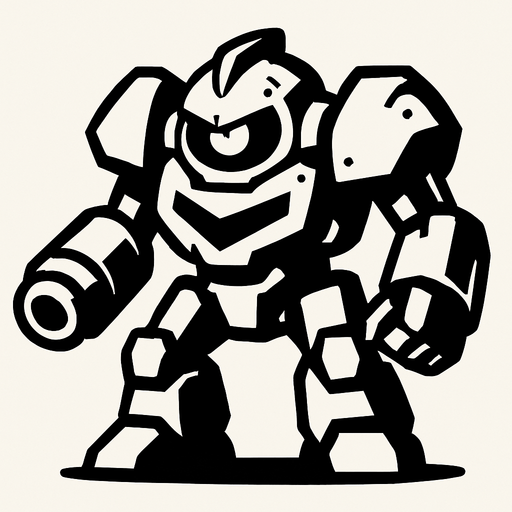 robot enemy.
In-Game asset.  2d.  High contrast.  No shadows
