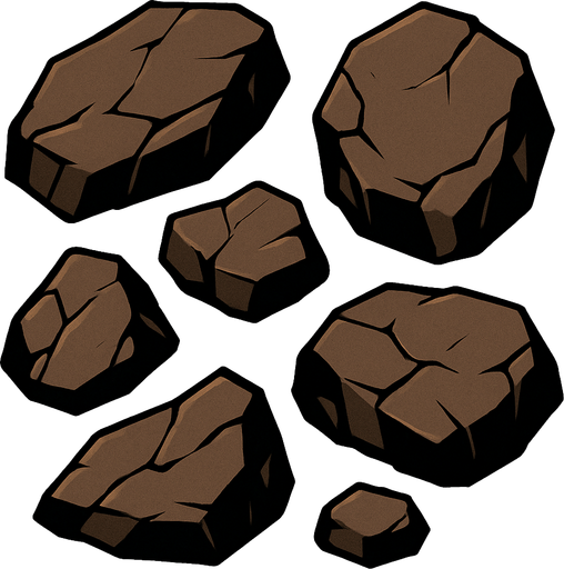 üstten bakılan kaya parçaları.
In-Game asset.  2d.  High contrast.  No shadows