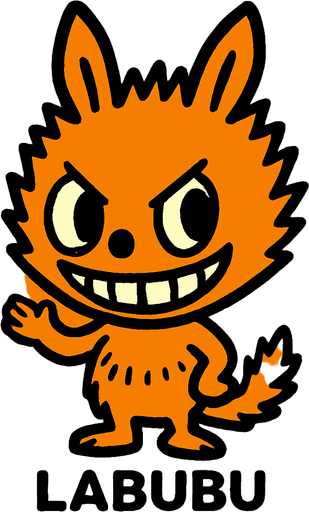 Orange Labubu.
In-Game asset.  2d.  High contrast.  No shadows