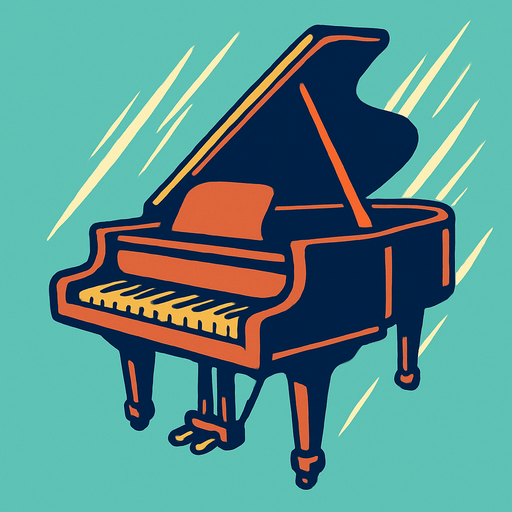 piano de cola cayendo.
In-Game asset.  2d.  High contrast.  No shadows
