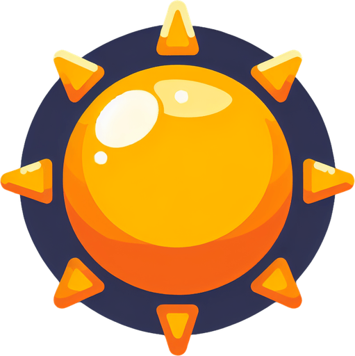 sun.
Single Game Texture. In-Game asset. 2d. Blank background. High contrast. No shadows.