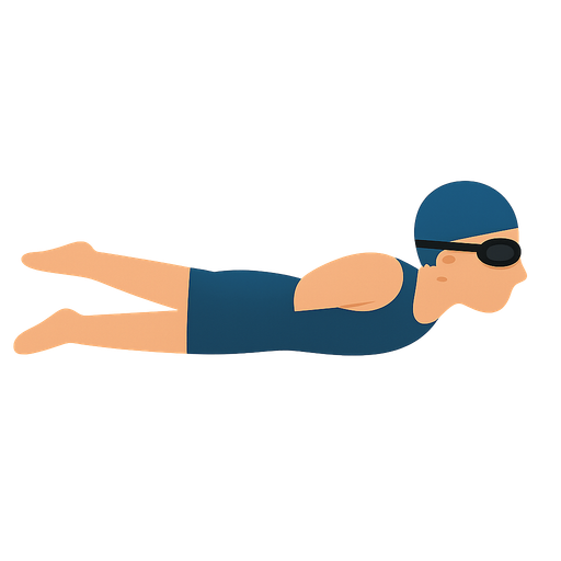 swimming person. No background. Transparent background. Blank background. No shadows. 2d. In-Game asset. flat