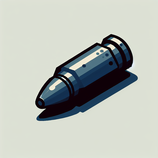 single bullet two d.
Single Game Texture.  In-Game asset.  2d.  Blank background.  High contrast.  No shadows