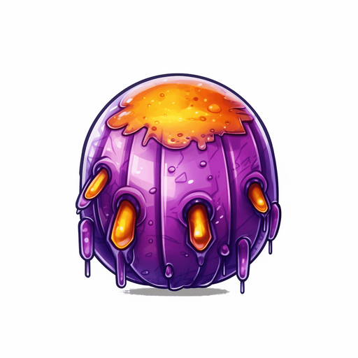 Single alien boss slime bullet, round
Game Texture. In-Game asset. 2d. Pixelart. White background. Blank background. Low detail. High contrast.