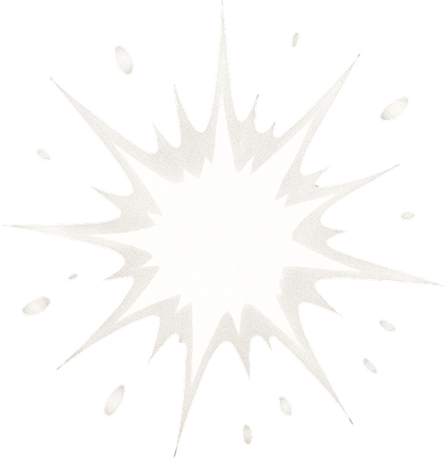 A small white explosion particle..
In-Game asset.  2d.  High contrast.  No shadows