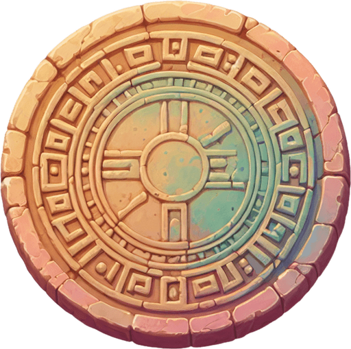 древняя Монетка, постэльные цвета.
Single Game Texture. In-Game asset. 2d. Blank background. High contrast. No shadows.