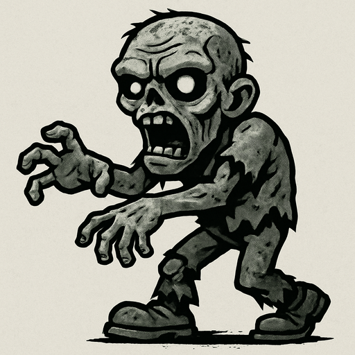 Grey zombie.
In-Game asset.  2d.  High contrast.  No shadows