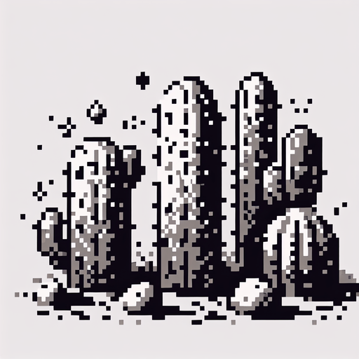 pikselli renksiz kaktüs.
Single Game Texture.  In-Game asset.  2d.  Blank background.  High contrast.  No shadows