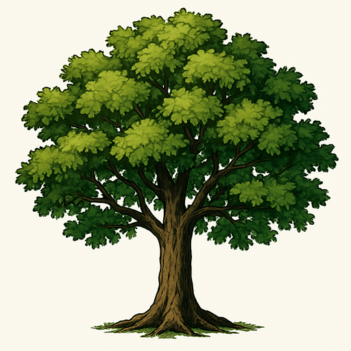 A realistic tree.
In-Game asset.  2d.  High contrast.  No shadows