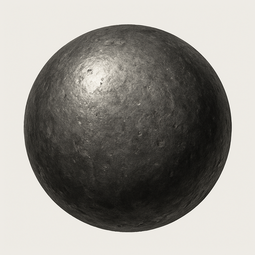 realistic iron ball bullet (sphere).
In-Game asset.  2d.  High contrast.  No shadows