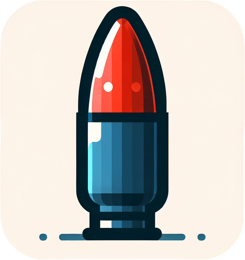 bullet red and blu.
Single Game Texture.  In-Game asset.  2d.  Blank background.  High contrast.  No shadows