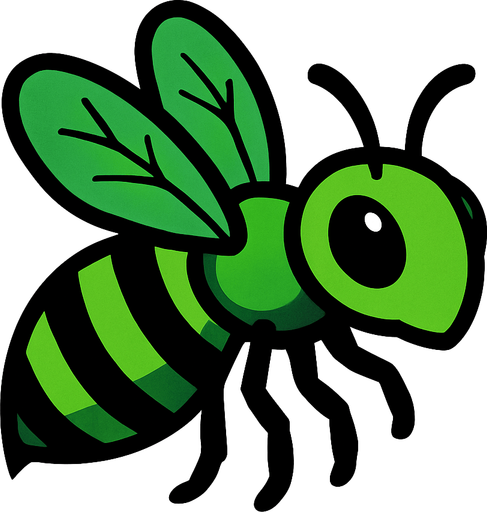 Abeille verte.
In-Game asset.  2d.  High contrast.  No shadows