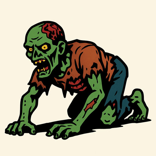 crawler zombie.
In-Game asset.  2d.  High contrast.  No shadows