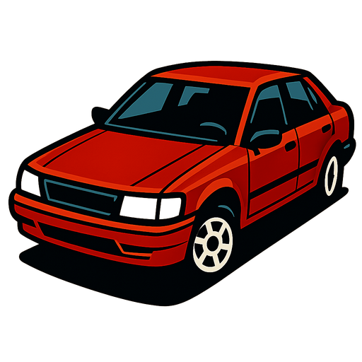 car parked at an angle.
In-Game asset.  2d.  High contrast.  No shadows