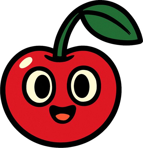 Cherry 
 with face.
In-Game asset.  2d.  High contrast.  No shadows