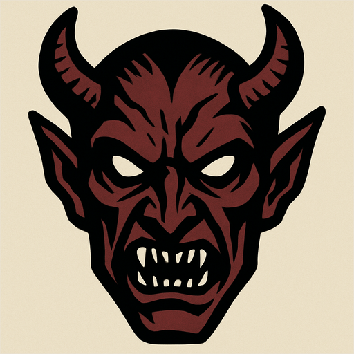 2d mysterious and scary demon character's head.
In-Game asset.  2d.  High contrast.  No shadows