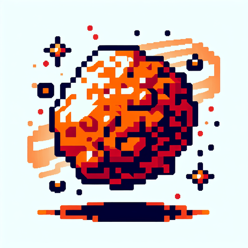8-bit. asteroid. orange. in game asset. 2d. no shadow..
Single Game Texture. In-Game asset. 2d. Blank background. High contrast. No shadows.