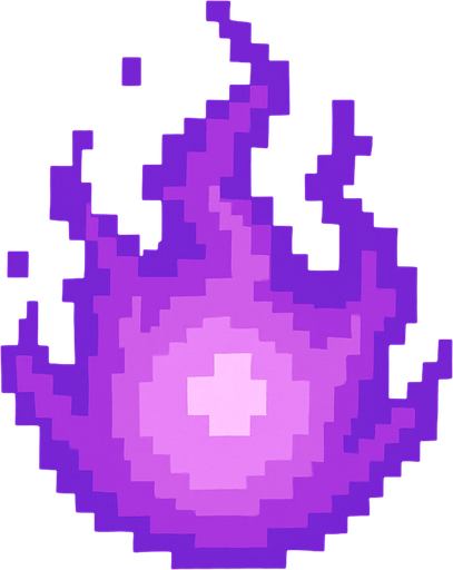 purple fireball pixel art.
In-Game asset.  2d.  High contrast.  No shadows