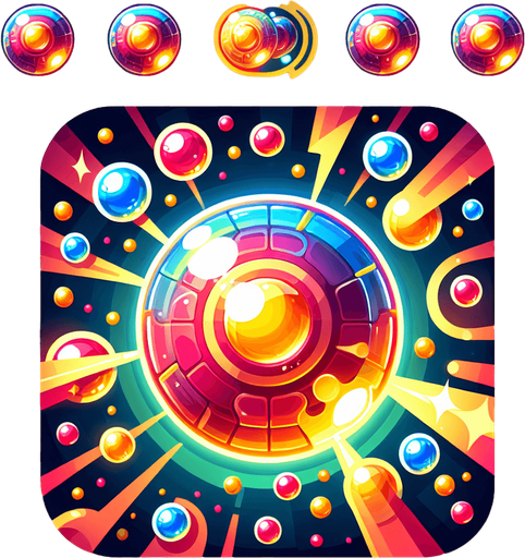 Bubble shooter laser ball powerup.
Single Game Texture. In-Game asset. 2d. Blank background. High contrast. No shadows.