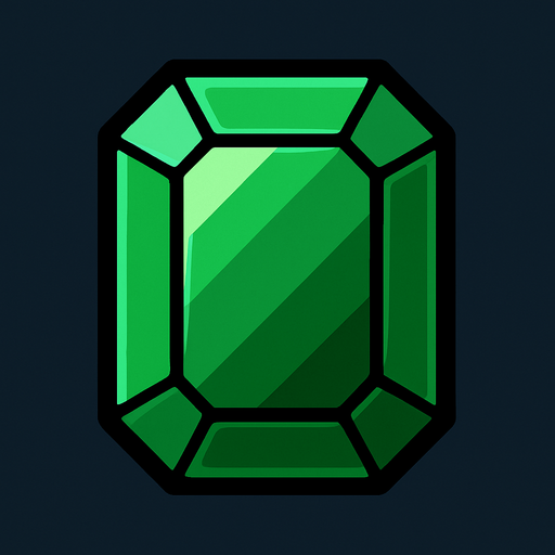 Emerald.
In-Game asset.  2d.  High contrast.  No shadows
