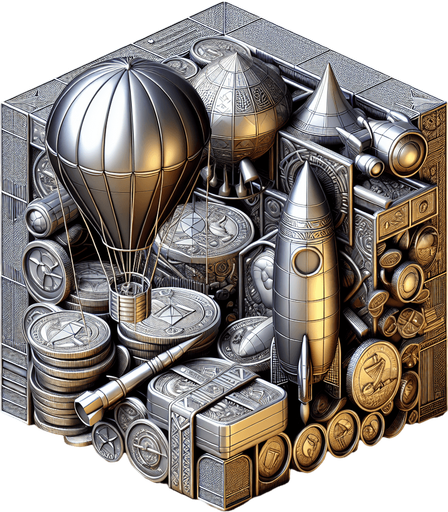 Coins

Rockets


A box attached with hot air balloon.
Single Game Texture. In-Game asset. 2d. Blank background. High contrast. No shadows.