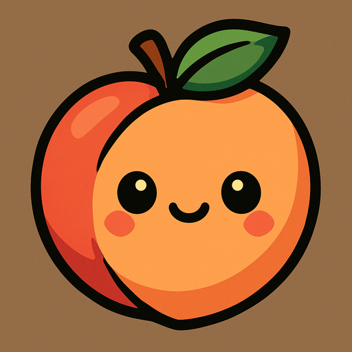 Peach with cute face.
In-Game asset.  2d.  High contrast.  No shadows