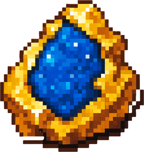mineral de oro con lapizlazuli incrustado.
In-Game asset.  2d.  High contrast.  No shadows. pixelart