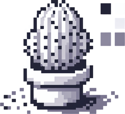 pikselli renksiz kaktüs.
Single Game Texture.  In-Game asset.  2d.  Blank background.  High contrast.  No shadows