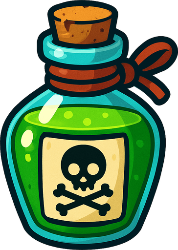 zehirli iksir şişesi.
In-Game asset.  2d.  High contrast.  No shadows