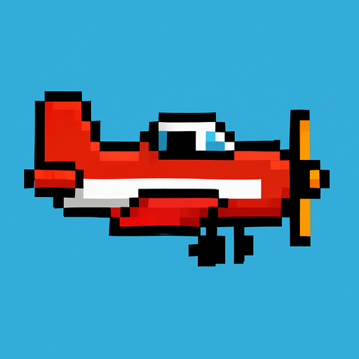 8bit player aeroplane.
In-Game asset.  2d.  High contrast.  No shadows